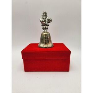 Madison Avenue Silver Plated 1996 Christmas Santa Bell Making Spirits Bright